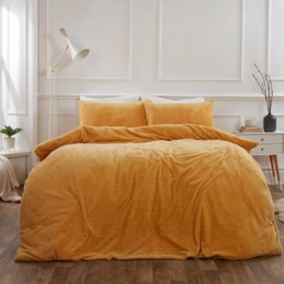 OHS Teddy Fleece Duvet Cover Set, Mustard - Double - thumbnail 2