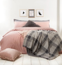 OHS Tartan Check Fleece Throw, Grey - 150 x 200cm - thumbnail 2