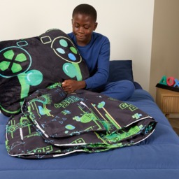 OHS Gaming 4.5 Tog Coverless Duvet & Filled Pillow Set, Navy - Single - thumbnail 2