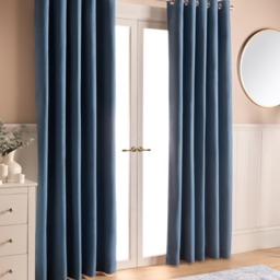 "OHS Woven Texture Eyelet Ultra Blackout Curtains, Blue - 46 x 72""" - thumbnail 2