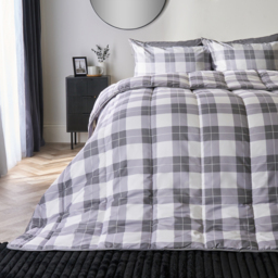 OHS Gingham Coverless 10.5 Tog Duvet & Pillowcases, Grey - Double - thumbnail 1