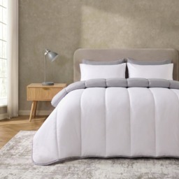 OHS Coverless 10.5 Tog Reversible Duvet Set, Grey/White - Double - thumbnail 4