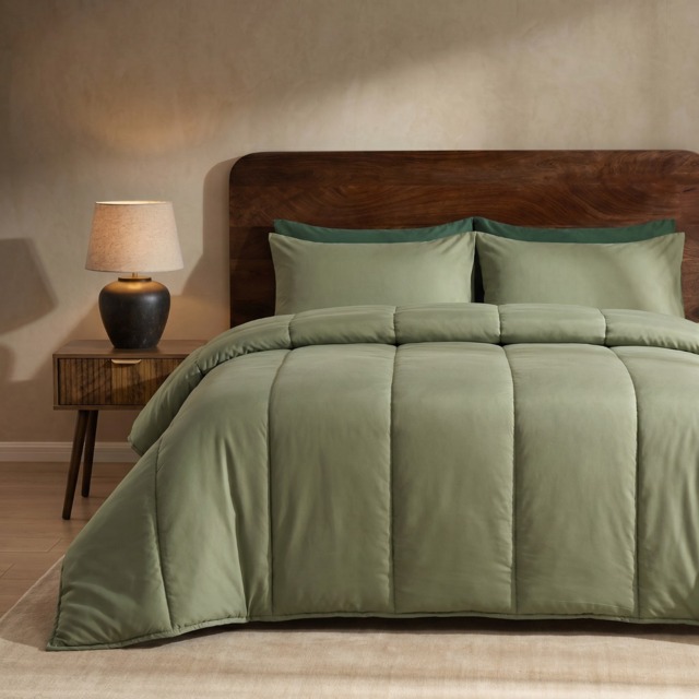 OHS Coverless 10.5 Tog Duvet Set, Woodland Green - King - image 1