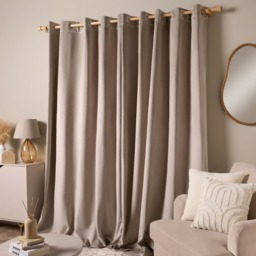 OHS Thermal Velvet Eyelet Curtains, Natural - 66 x 90in - thumbnail 2