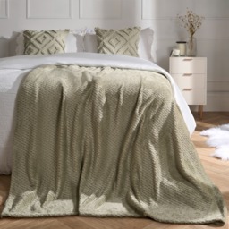 OHS Waffle Fleece Throw, Sage - 200 x 240cm - thumbnail 1