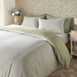 OHS Reversible Duvet Cover Set, Natural/Sage - Double - thumbnail 1