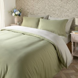 OHS Reversible Duvet Cover Set, Natural/Sage - Double - thumbnail 4
