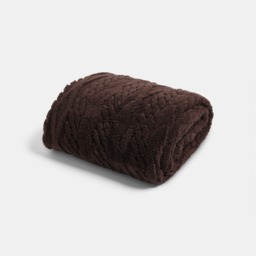 OHS Cable Knit Sherpa Throw, Brown - 180 x 210cm - thumbnail 1