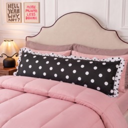 OHS Polka Dot Frill Edge Bolster Pillow - Monochrome