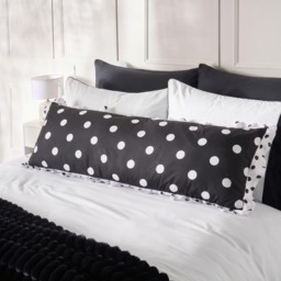 OHS Polka Dot Frill Edge Bolster Pillow - Monochrome