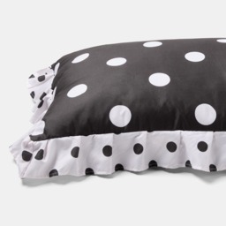 OHS Polka Dot Frill Edge Bolster Pillow - Monochrome - thumbnail 3