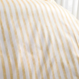 OHS Waffle Watercolour Stripe Duvet Set, Lemon - Super King - thumbnail 4