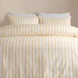 OHS Waffle Watercolour Stripe Duvet Set, Lemon - Super King - thumbnail 2
