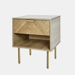 OHS Ava Wood 1-Drawer Bedside Table - Light Wood - thumbnail 2