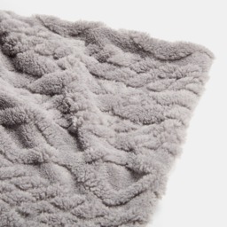 OHS Cable Knit Sherpa Throw, Grey - 180 x 210cm - thumbnail 4
