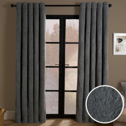 "OHS Teddy Thermal Curtains, Grey  - 90 x 90""" - thumbnail 1