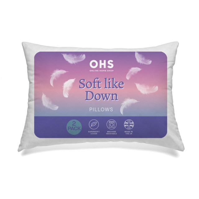 OHS 2 Pack Soft Like Down Pillows - White - image 1