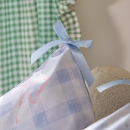 OHS 4 Pack Bow Gingham Print Cushion Covers - Blue - thumbnail 3