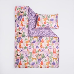 OHS Kids Safari Print Reversible Duvet Cover Set, Purple - Single - thumbnail 5