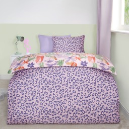 OHS Kids Safari Print Reversible Duvet Cover Set, Purple - Single - thumbnail 2