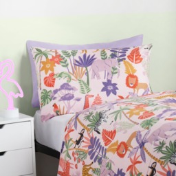 OHS Kids Safari Print Reversible Duvet Cover Set, Purple - Single - thumbnail 3