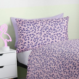 OHS Kids Safari Print Reversible Duvet Cover Set, Purple - Single - thumbnail 4