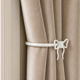 OHS 2 Pack Bow Curtain Rod Tie Backs - Cream
