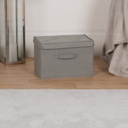 OHS Foldable Fabric Storage Box With Lid - Grey - thumbnail 2