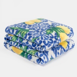OHS Lemon Print Fleece Throw - Blue/White - thumbnail 5
