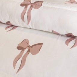 OHS Bow Print Coverless 10.5 Tog Duvet Set, Ivory - Single - thumbnail 3