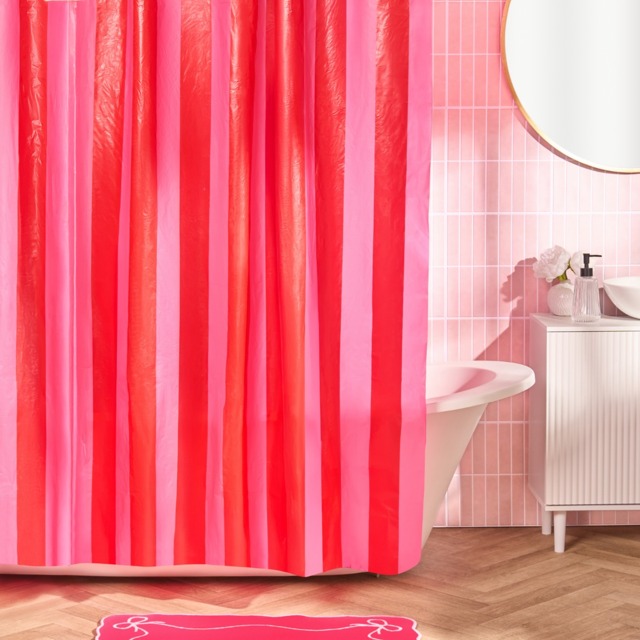 OHS Striped Shower Curtain - Pink - image 1