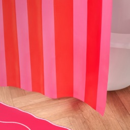 OHS Striped Shower Curtain - Pink - thumbnail 2