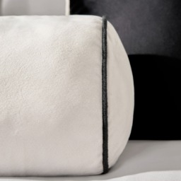 OHS Matte Velvet Bolster Cushion - Cream/Black - thumbnail 3