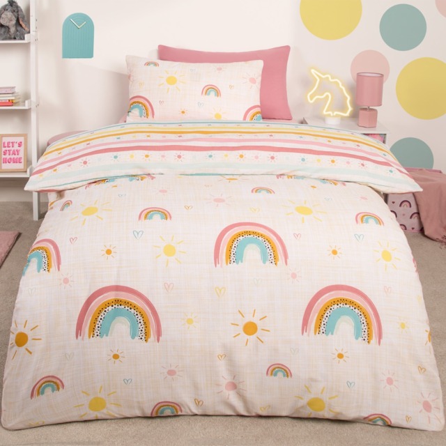 OHS Rainbow Print Duvet Set, Multi - Single - image 1