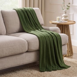 OHS Plain Fleece Throw, Woodland Green - 120 x 150cm - thumbnail 1