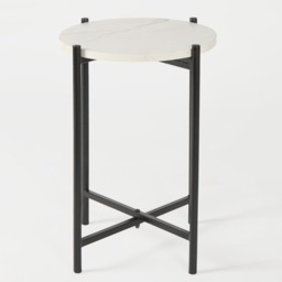 OHS Marble Effect Round Side Table - White - thumbnail 4