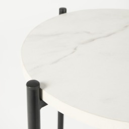 OHS Marble Effect Round Side Table - White - thumbnail 5