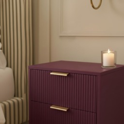 OHS Ribbed 3-Drawer Bedside Unit - Dark Berry - thumbnail 3
