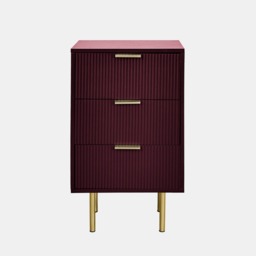 OHS Ribbed 3-Drawer Bedside Unit - Dark Berry - thumbnail 4