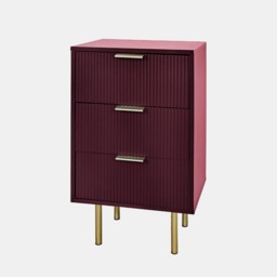 OHS Ribbed 3-Drawer Bedside Unit - Dark Berry - thumbnail 5