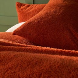 OHS Teddy Fleece Duvet Cover Set, Rust - King - thumbnail 3