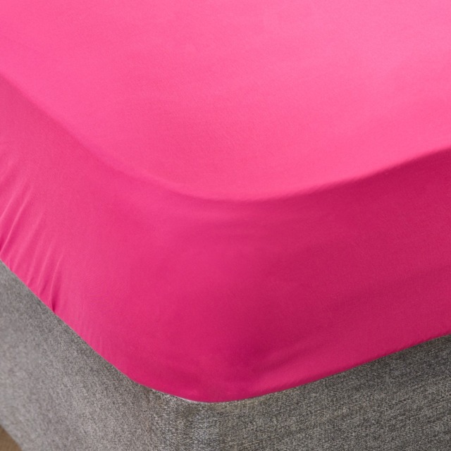 OHS Plain Dyed Fitted Sheet, Hot Pink - Double - image 1