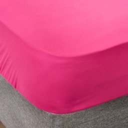 OHS Plain Dyed Fitted Sheet, Hot Pink - Double - thumbnail 1