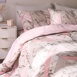 OHS Abstract Geometric Marble Print Duvet Cover Set, Blush - King - thumbnail 2