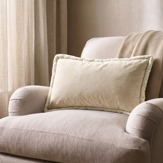 OHS Matte Velvet Jumbo Piped Edge Filled Cushion - Natural - image 1