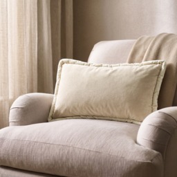 OHS Matte Velvet Jumbo Piped Edge Filled Cushion - Natural - thumbnail 1