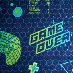 OHS Gaming Fleece Duvet Set - Navy/Green - Single - thumbnail 5