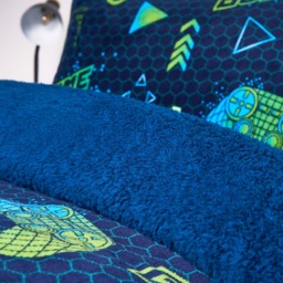 OHS Gaming Fleece Duvet Set - Navy/Green - Single - thumbnail 3