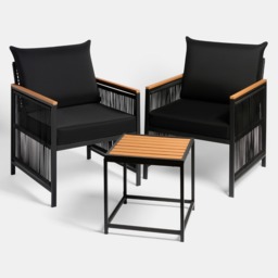 OHS Dubai 2 Seater Luxe Bistro Set - Black - thumbnail 4