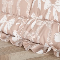 OHS Bow Print Frill Edge Coverless 7.5 Tog Duvet Set, Natural - King - thumbnail 4